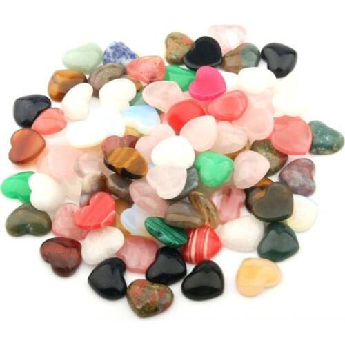10pcs Natural Semi-precious Stone Colorful Bead Love Heart-shaped Ring Face Bare Jewelry Make DIY Necklace Bracelet Accessories
