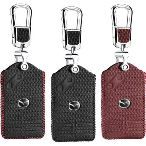 Car Key case Cover 2 button for Mazda 3 5 6 8 M8 CX-7 CX-9 Smart key chain ring holder genuine leather