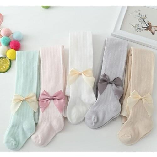 New Childrens Breathable Mesh tights Baby Bow Cotton Pantyhose Baby Mosquito-Proof Pantyhose Summer Mesh Tights