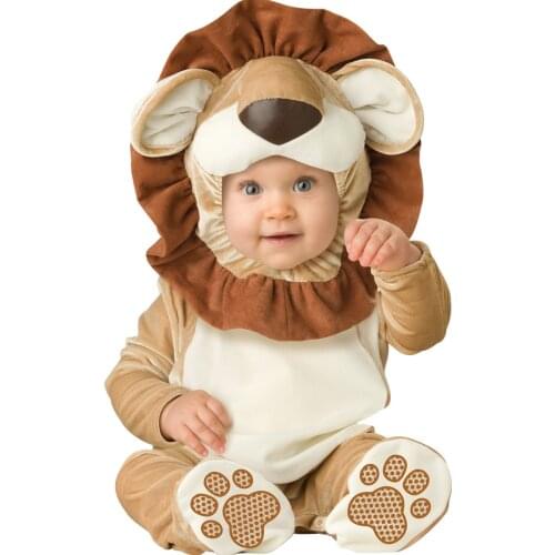 Baby Boys Girls Small Lions Cartoon Animals Cosplay Costumes Kid Christmas Halloween Jumpsuit Newborn Infant Photography Prop