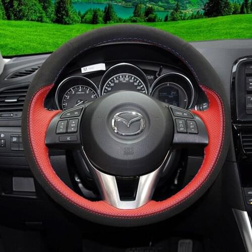For mazda 8 atenza CX-5 onxela Ruiyi /3 / 5/ 6 DIY custom leather suede car interior special steering wheel cover