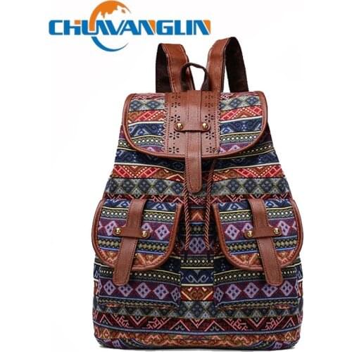 Chuwanglin Print canvas backpack womens school bags for teenage girls casual bag pack Breathable mochila feminina D8679