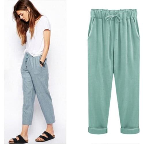 Женские льняные брюки IOWBFNYS China At AliExpress