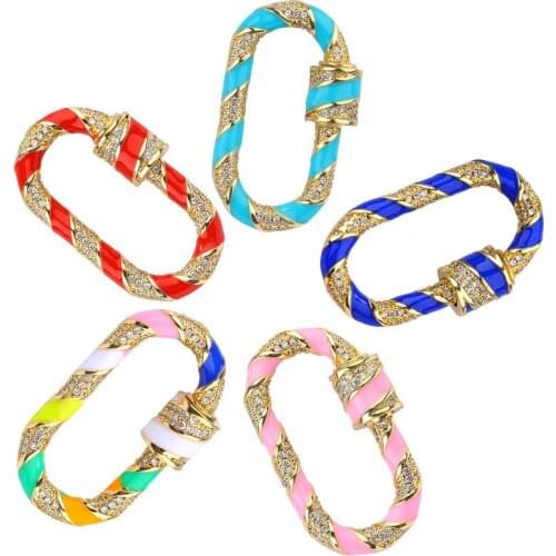 Juya DIY Enamel Fastener Carabiner Screw Lock Clasps Accessories For Handmade Mesh Chains Pendant Necklace Making Components
