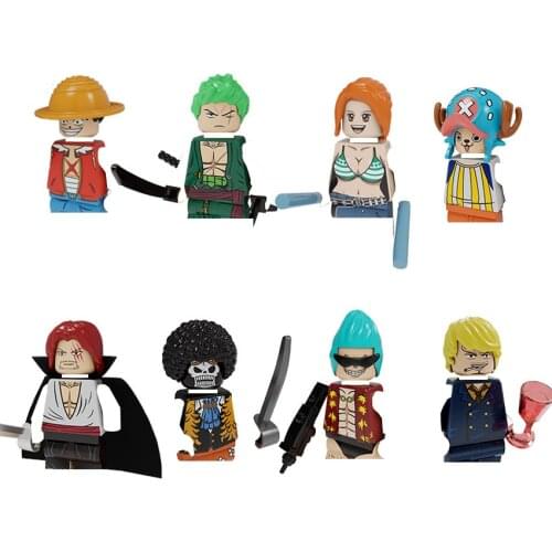 Anime Pirate Character Luffy Assembled Building Blocks, Educational Toys, Dolls, Moving Figurines, Childrens Gifts, 8 Packs