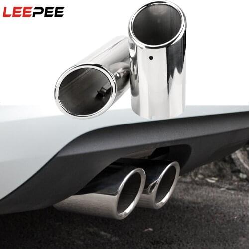 LEEPEE Car Exhaust Tip Muffler Pipe Cover For VW Tiguan Volkswagen Passat B7 CC For Audi A4 B8 A3 A1 Q5 Auto Accessories 2pcs