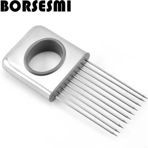 Best selling kitchen gadgets Stainless Steel meat tenderizer needle fruit vegetable tool Tomato Onion Slicer onion cutter