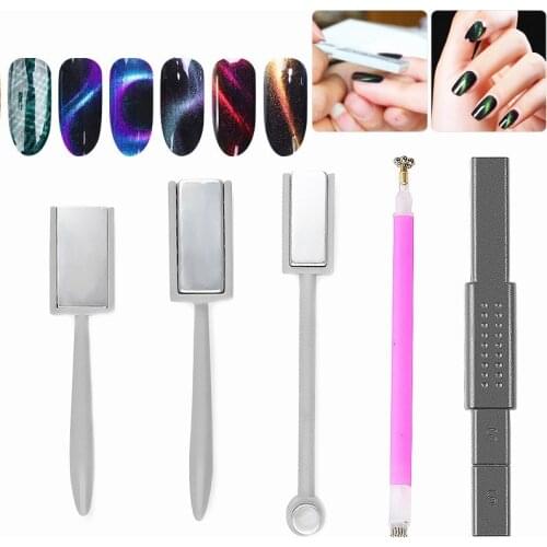 Double Headed Nail Art Magnet Stick Cat Eyes Gel Magnet for Nail Polish Varnish 3D Line Strip Effect Strong Magnetic Pen Tools