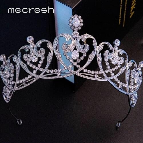 Mecresh Gorgeous Princess Bridal Crown and Tiaras for Women Girls Cubic Zirconia Diadem Crystal Wedding Hair Headband HG273