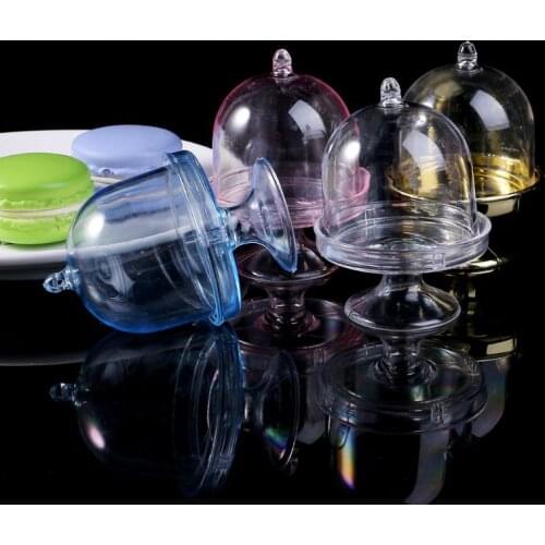 Mini Cake Stand Cupcake Box Wedding Favor Party Plastic Candy Box Transparent Baby Shower Birthday Decoration