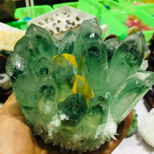 1000g Natural Beatiful Yellow Tibetan Quartz Crystal Cluster Specimen