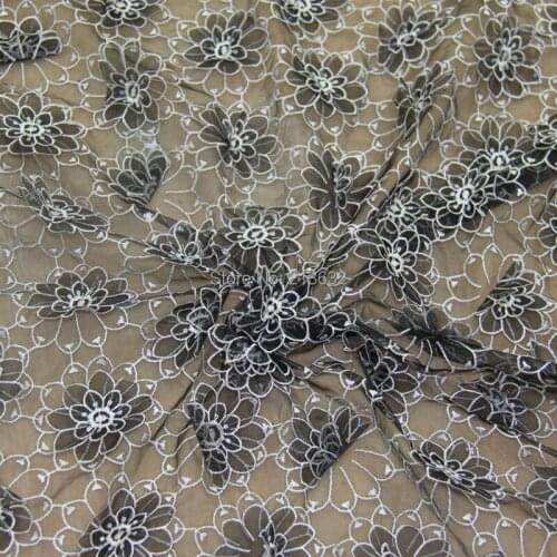 New POp134-95 textile embroidered with the web, black embroidered cloth, embroidery cloth lace fabric sewing cotton cloth