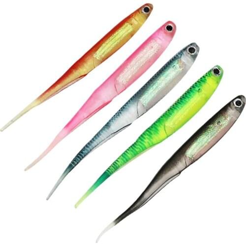 2021 New PVC soft bait soft fish Fishing Lure Soft Lure Fishing Lures Artificial Soft Lures 5pcs Silicone Bait Bass Pike Bait