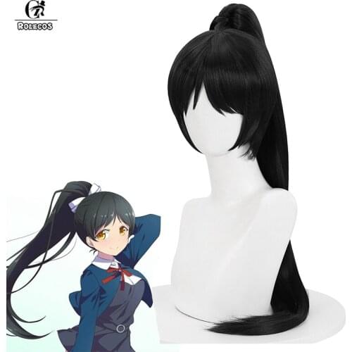 ROLECOS Love Live SuperStar Cosplay Wig Ren Hazuki Black Long Wig Love Live! Superstar!! Synthetic Hair Heat Resistant