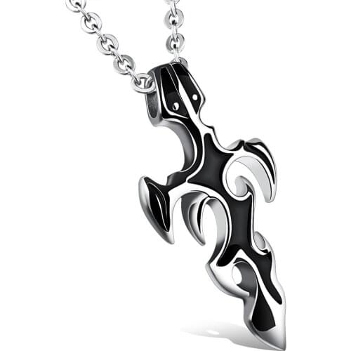 Personalized Stainless Steel Black Color Dagger Shape Pendant Necklace Men New Fashion Trendy Punk Style Necklaces Jewelry Gift