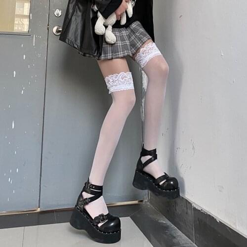 Dropshipping Women Stocking Summer Hot Girls Cosplay Costumes Lace Tube Over The Knee Stockings Gothic Clothes Medias De Encaje