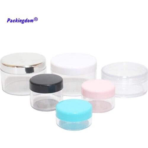 10pcs Empty Cream Jar Clear Bottle Containers 30g 50g Black Cap Jars Plastic Packaging Pot for Cosmetics Refillable Tin Box