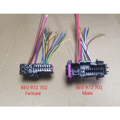 20 Pin/Way Male Or Female Car Door Connector Plug With Wire Harness Cable For Audi A4 A6L A3 A8 Q7 Q3 Q5 8E0 972 702 8E0 972 701