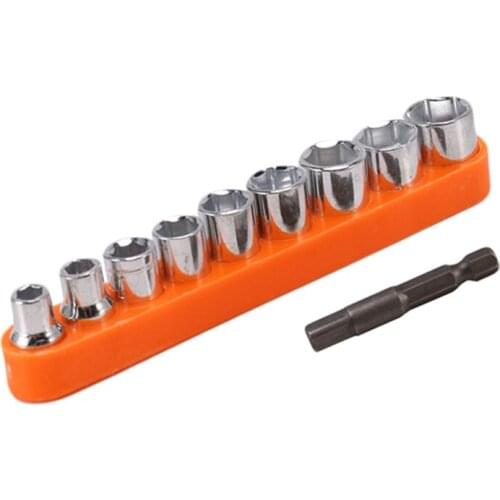 Hand Tools 9Pcs /10Pcs 1/4 Inch Drive Hex Bit Socket Wrench Set Sleeve Wrench Set Wrench Adapter 5/6/7/8/9/10/11/12/13Mm