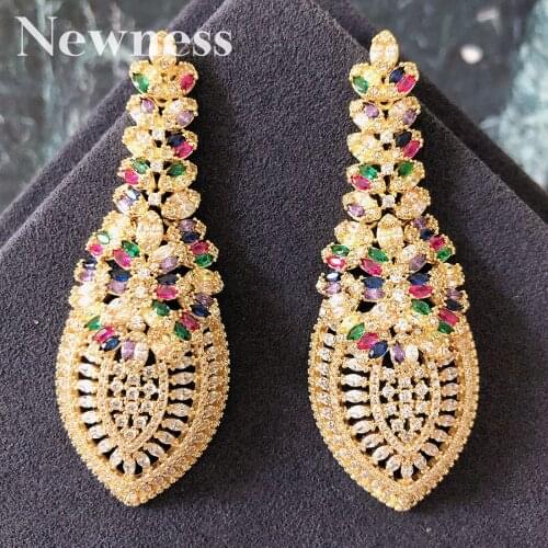 Newness Luxury Elegant water drop Shaped AAA Cubic Zirconia Crystal Bridal Drop Earrings Luxury Wedding Jewelry for Brides