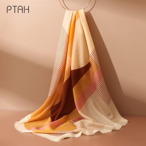 [PTAH] Womens Thick Cashmere Wool Shawl Wrap Scarves Warm Stole 100% Wool Scarf Ladies Temperament Softer Square Towel 100*100cm