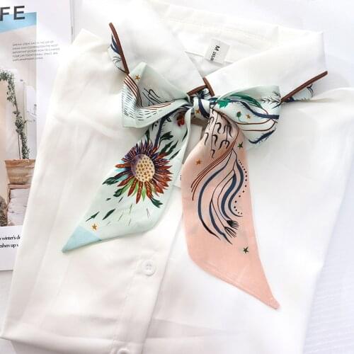2021 Summer Long Small Silk Scarf Female Tie Bag Ribbon Belt Fashionable All - Match Summer Shirt Suit Scarf For Women
