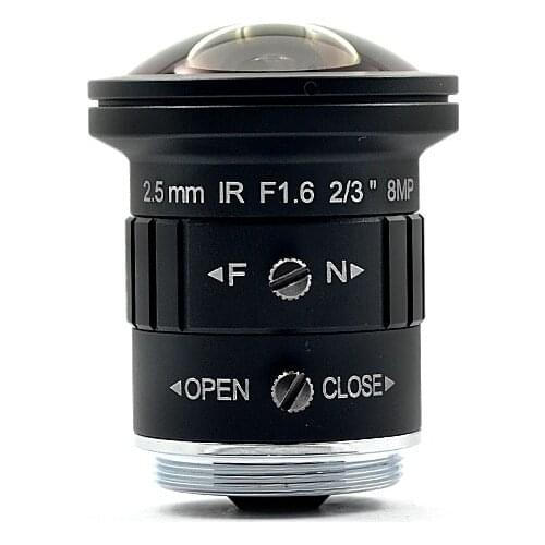 Fisheye wide-angle lens 190 degree 2.5mm fixed focus manual aperture CS interface HD 4K camera special lens