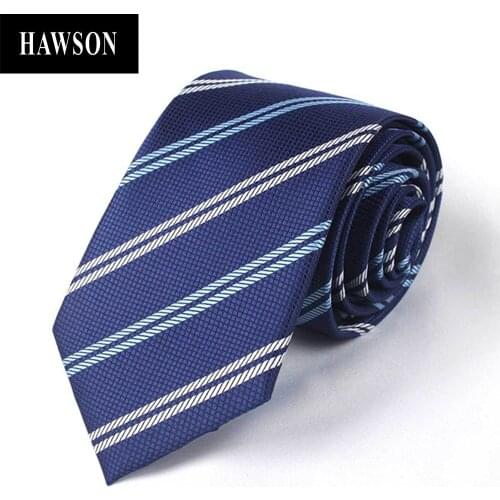 HAWSON 100% Polyester Blue Wide Striped Ties For Business, Formal Neckties for Men in Gift Box, Mens Accessories