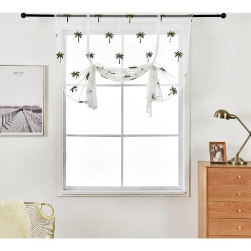 Green Tree Rod Style Roman Tulle for Kitchen Window Living Room Bedroom Custom Made