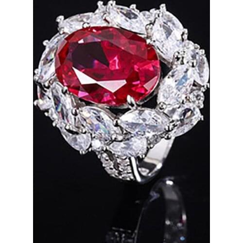 Luxury 100% 925 Sterling Silver 10*14mm Oval Ruby Sapphire Gemstone Rings For Women Charms Party Wedding Ring Fine Jewelry Gift