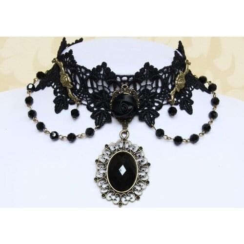 JOUVAL 2018 Gothic Chokers Black Lace Neck Choker Necklace Vintage Victorian Sexy Collar Women Chocker Steampunk Jewelry SALE