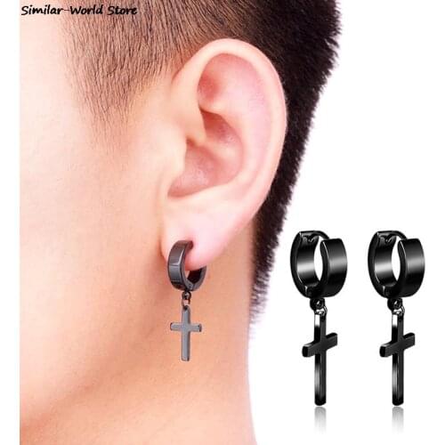1pc Fashion Cross Earring Stainless Steel Earrings Man Earrings Fashion Jewelry