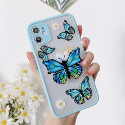 3D Butterfly Phone Case with Holder for IPhone X XS 11 Pro Max XR X Soft Back Cover for IPhone 7 8 Plus XS Max SE2 Cover Coque