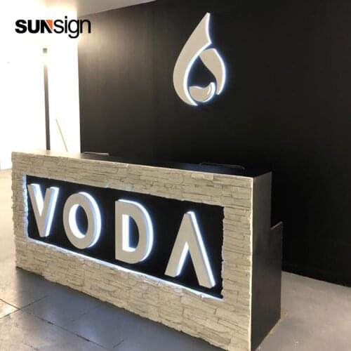 3d silver golden face led Acrylic halo lit shop letter sign