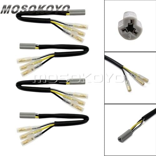 4pcs Motorcycle Turn Signal Wire Connectors Plug Indicator Adapter Cabel for Yamaha YZF R6 R6S R1 FZ6R FZ6 FZ-09 2002-2014