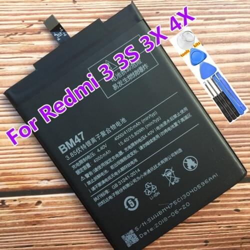 Original Real 4000mAh Bm47 Battery For Xiaomi Redmi 3 3S 3X Redmi 4X Battery