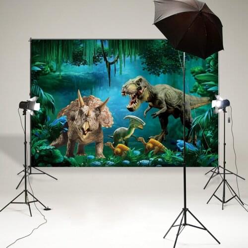 BEIPOTO Dinosaur themed forest photography studio backdrop baby shower birthday party decor dessert table banner poster B912
