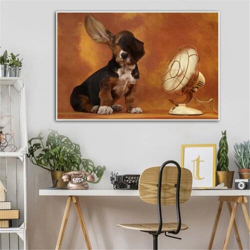 Childrens room decoration Cute Animals Posters and Prints Dog Reading Food Wall Pictures for Living Room Decoration Wall Art