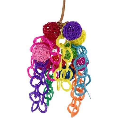 Pet Bird Toys Colorful Rattan Balls Strings Parrot Bite Chew Toys Bird Accessories Supplies
