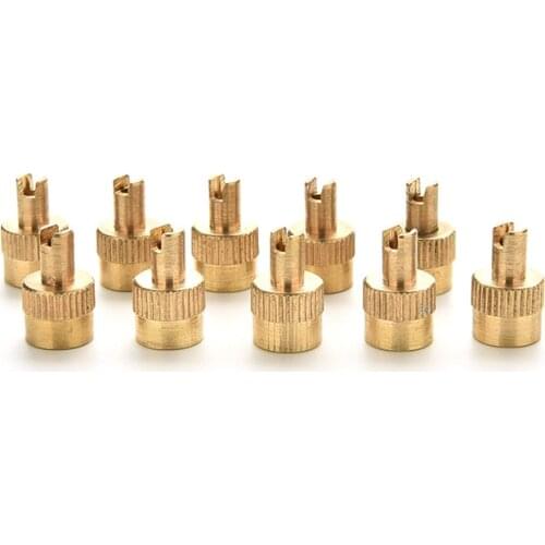 10pc Chrome Metal Slotted Head Valve Stem Caps With Core Remover Tool Motorcyle/Car