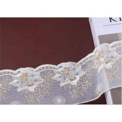 1 Yard Embroidery Floral Mesh Lace Trim Ribbon 10cm Wide Wedding Fabric Sewing