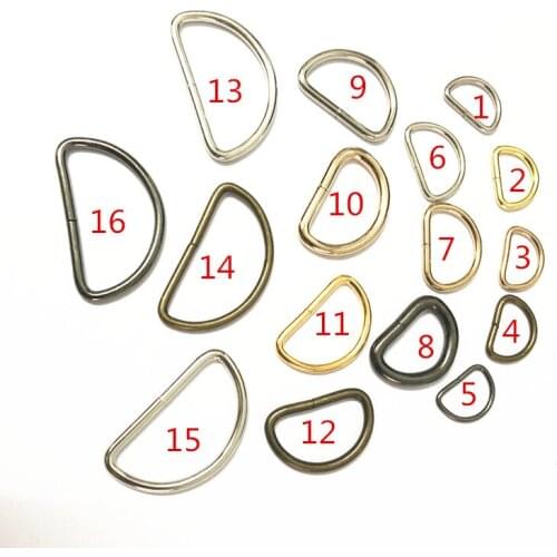 Metal Dee D ring buckles Clasp NonWelded Semi ring DIY bag webbing strap shoes Bags Cat Dog Collar Dee Buckles DIY Craft 60pcs