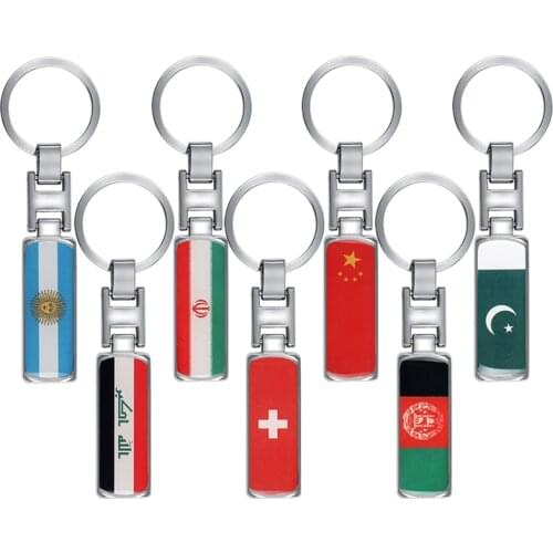Metal National flag Car Keychain Key Chain For Afghanistan Argentina Pakistan Switzerland Iraq Iran China Car accessories