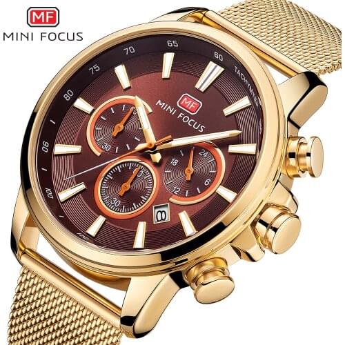 MINI FOCUS Black Watch Men Sports Watches Stainless Steel Luminous Chronograph Mens Watches Top Brand Luxury Waterproof Quartz