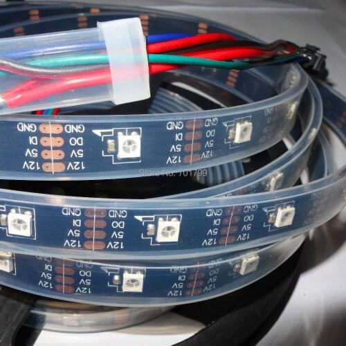 5m DC12V WS2812B addressable pixel strip,waterproof in silicon tube,30pcs WS2812B/M with 30pixels;36W;BLACK pc