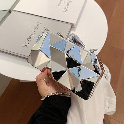 Fashion Geometric Mini Crossbody Bag Woman Solid Chain Evening Hard Shoulder Bag Women Designer Luxury Brand Womens Clutch Bags