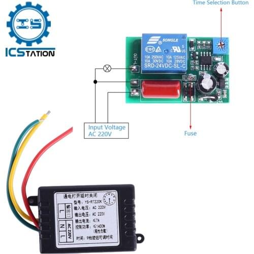 AC 110V 220V Power-ON Delay Relay Module Voltage Output 180 Min Adjustable Switch Timer Delay Controller