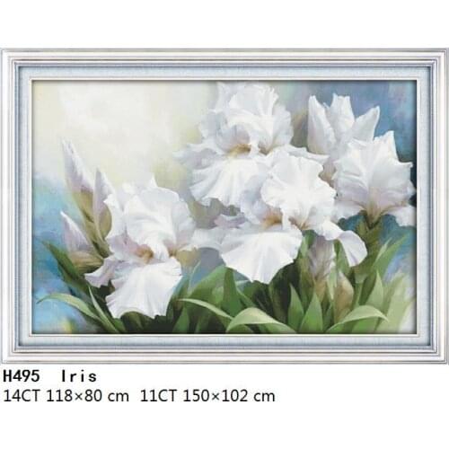 11CT 14CT Iris flower Large living room Decoration Grid Embroidery Needlework Cross stitch Manual Beautiful flowers Cross Stitch