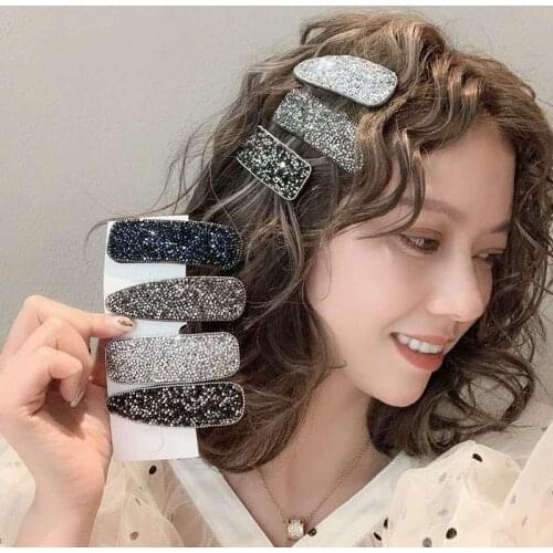 New Korean Fashion Colorful Broken Rhinestone Crystal Cute Oval Hairpins Barrettes Hair Clip For Girl Womens Hair Accessories