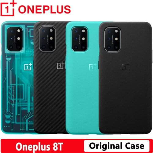 Original OnePlus 8T Case Sandstone Karbon Bamper Case Protective Case 3D Tempered Glass Screen Protector For One Plus 8T 8 T